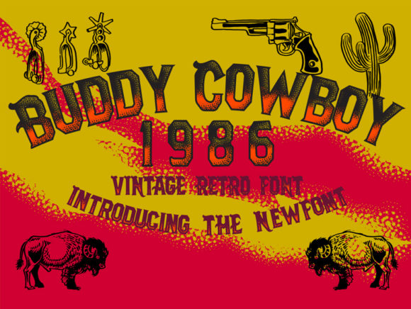 Buddy Cowboy 1986 Font for Vintage-Inspired Craft Projects